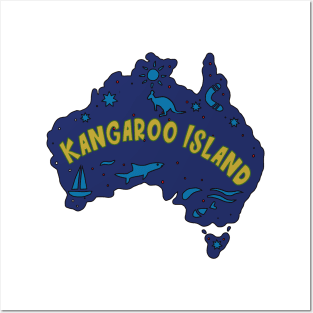 AUSSIE MAP KANGAROO ISLAND Posters and Art